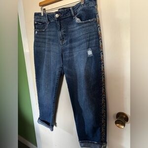 Knox rose jeans
Waist 20 inches measured flat
Inseam 26 1/2